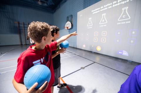 kids having fun with Lü interactive system 