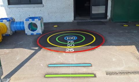 marquages au sol cour de récré Flémalle cible