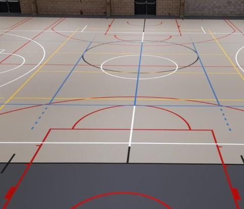 nouveau revêtement de sol à Ans hall sportif Henri Germis