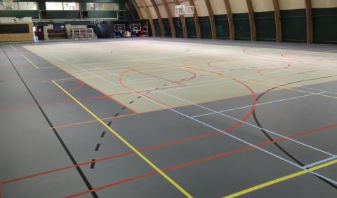 revêtement sportif PU gris et beige